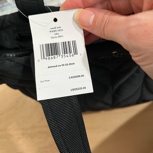 NWT Kate Spade Ellie Small Tote, Black Quilted Nylon, WKRU5824 - Picture 5 of 12